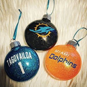 Miami Dolphins Christmas Ornaments 3pc Set